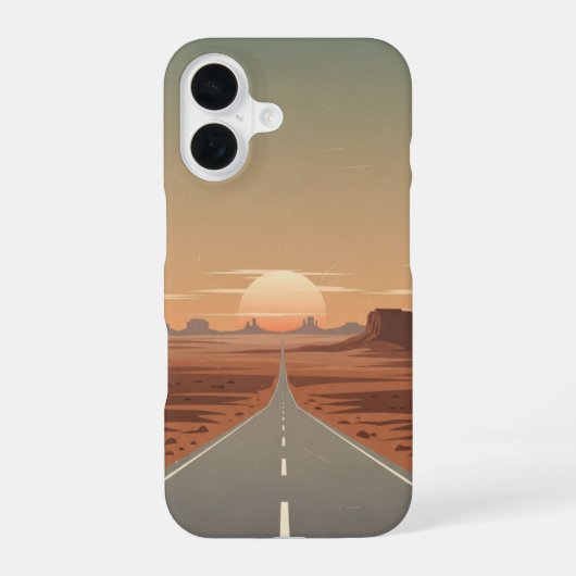 Coque iPhone 16 Route désertique sans fin (Verso)