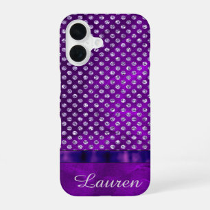 Coque iPhone 16 Royal Purple Silver Gem Personnalisé