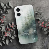 Coque iPhone 16 Rustic Mountain Lake Nature-Inspired with Monogram