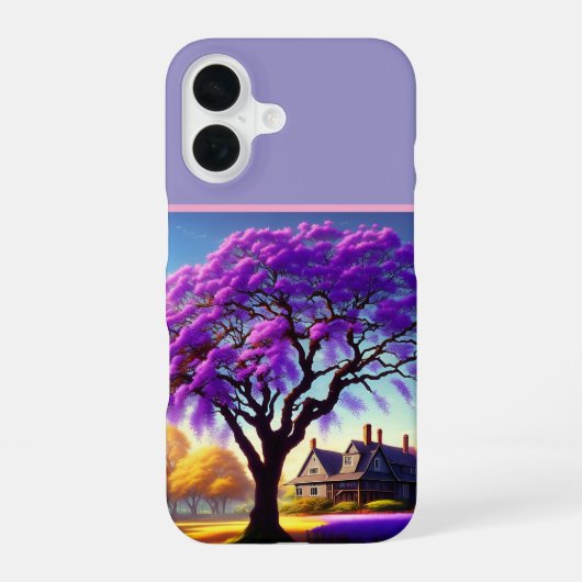 Coque iPhone 16 **"Rustic Serenity: The Purple Jacaranda's Embrace (Verso)