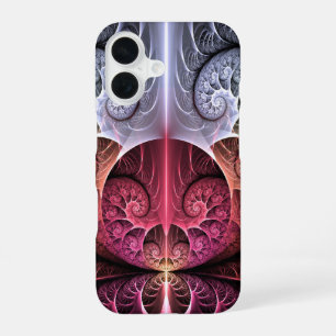 Coque iPhone 16 Rythme cardiaque, art fractal surréaliste abstrait