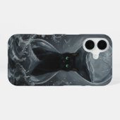 Coque iPhone 16 Sablier Éternel : Le Chat Noir du Temps (Verso Horizontal)