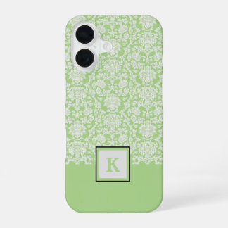 Coque iPhone 16 Sac fourre-tout à monogramme avec motif damassé ve