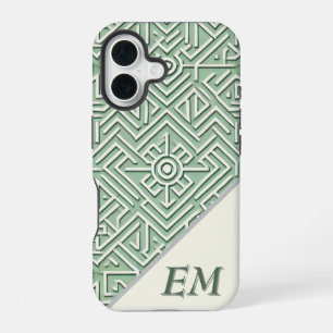 Coque iPhone 16 Sage moderne vert et crème géométrique