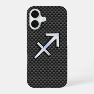 Coque iPhone 16 Sagittarius SIGNE Zodiaque Style fibre de carbone