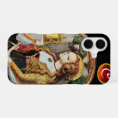 Coque iPhone 16 SAINT MARY MAGDALENE Ruby Gem Monogramme, Noir (Verso Horizontal)