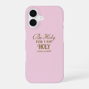 Coque iPhone 16 Saint verset de la Bible rose et or simple chrétie