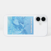Coque iPhone 16 Salutations d'hiver. Dragon de glace avec bois (Verso Horizontal)