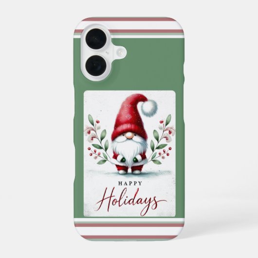 Coque iPhone 16 Salutations Festive Gnome (Verso)