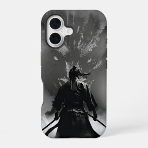 Coque iPhone 16 Samurai vs Dragon - Epic Warrior Imaginaire Design