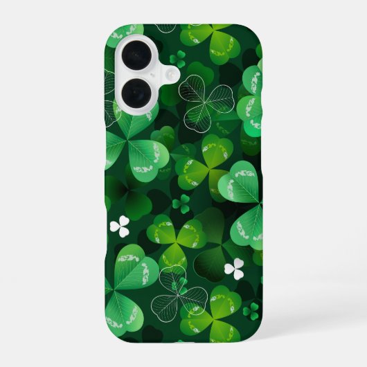 Coque iPhone 16 Sans couture avec trèfle vert (Verso)