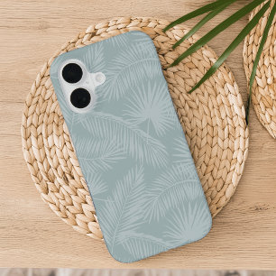 Coque iPhone 16 Sauge Motif de feuilles de palmier botanique tro