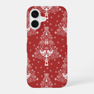 Coque iPhone 16 Scandinave nordique Arbre de Noël Magie