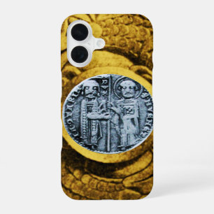 Coque iPhone 16 SCEAU DES CHEVALIERS TEMPLIERS jaune or