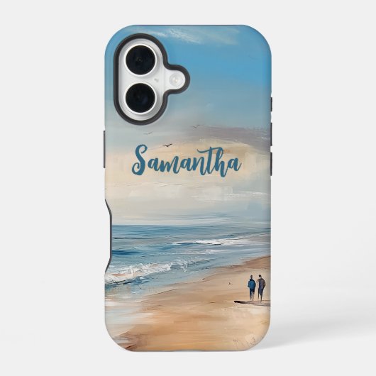 Coque iPhone 16 Scène de vacances Ocean Beach personnalisée (Verso)