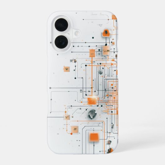 Coque iPhone 16 Schéma de base orange (Verso)