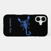 Coque iPhone 16 Scorpion bleu (Verso Horizontal)