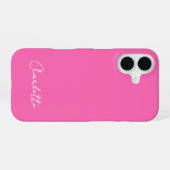 Coque iPhone 16 Script de nom personnalisé Chic Hot Rose (Verso Horizontal)
