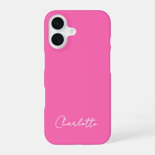 Coque iPhone 16 Script de nom personnalisé Chic Hot Rose (Verso)