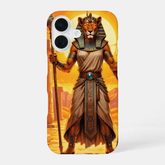Coque iPhone 16 Sekhmet - Déesse de guerre à tête de lionne (Verso)
