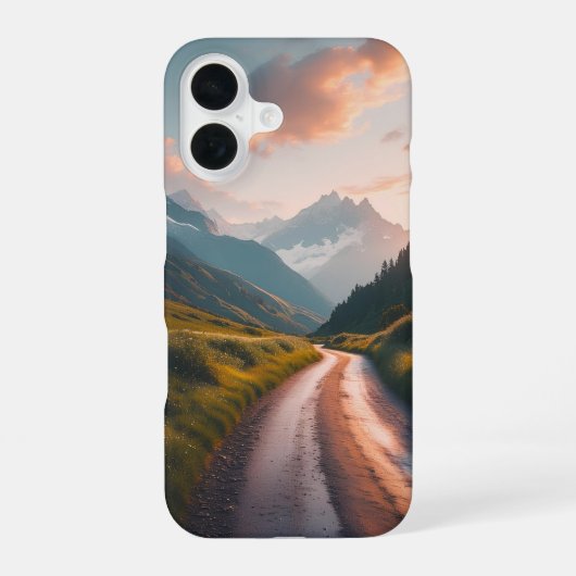 Coque iPhone 16 Sentier Alpin Doré (Verso)