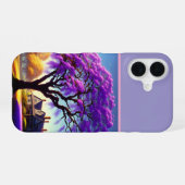 Coque iPhone 16 **"Sérénité rustique : L'étreinte du jacaranda pou (Verso Horizontal)
