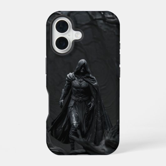 Coque iPhone 16 Shadow Walker - Guerrier à capuche (Verso)
