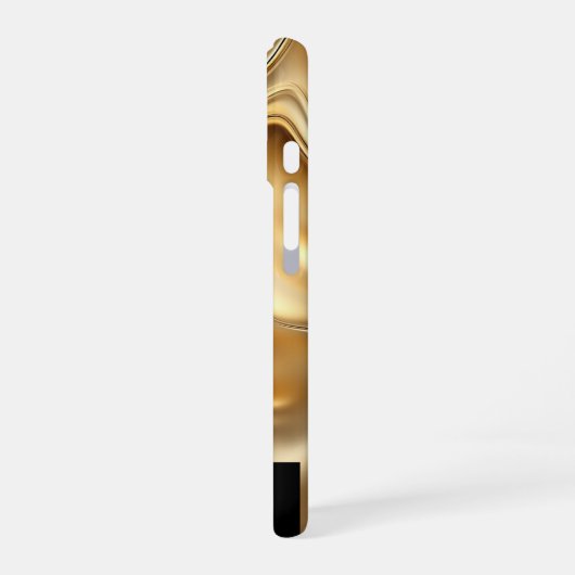 Coque iPhone 16 Shiny Gold Abstract Sleek Black Monogrammed (Côté gauche)