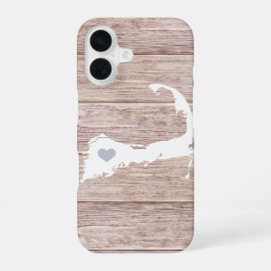 Coque iPhone 16 Silhouette de Cape Cod aspect bois rustique