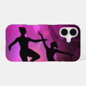 Coque iPhone 16 Silhouette de danseuse de ballet rose (Verso Horizontal)