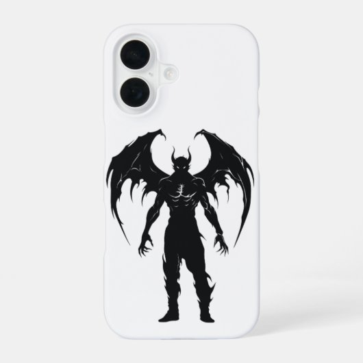 Coque iPhone 16 Silhouette de démon ailé (Verso)
