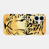 Coque iPhone 16 Silhouette de tigre noir et blanc (Verso Horizontal)