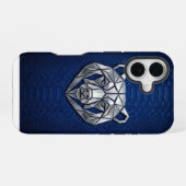 Coque iPhone 16 Silver Chrome Geometric Bear Blue Python iPhone (Verso Horizontal)