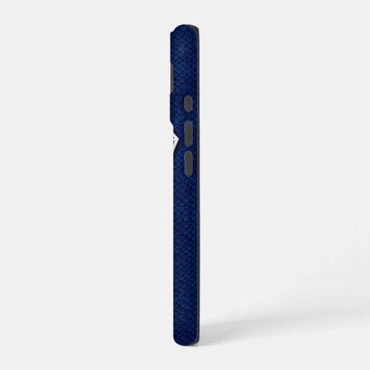 Coque iPhone 16 Silver Chrome Geometric Bull Blue Python iPhone (Côté gauche)