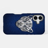 Coque iPhone 16 Silver Chrome Geometric Panther Blue Python iPhone (Verso Horizontal)