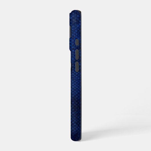 Coque iPhone 16 Silver Chrome Geometric Ram Blue Python iPhone (Côté gauche)