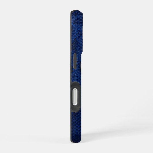 Coque iPhone 16 Silver Chrome Geometric Ram Blue Python iPhone (Côté droit)
