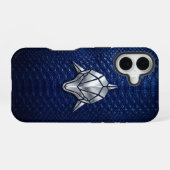 Coque iPhone 16 Silver Chrome Geometric Shark Blue Python iPhone (Verso Horizontal)