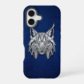 Coque iPhone 16 Silver Chrome Géométrique Lynx Blue Python iPhone (Verso)