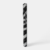 Coque iPhone 16 Silver Glitter Zebra Print Glam Personalized Name (Côté gauche)
