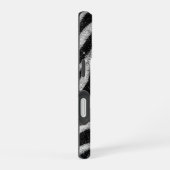 Coque iPhone 16 Silver Glitter Zebra Print Glam Personalized Name (Côté droit)