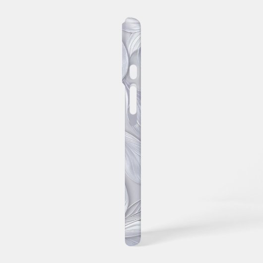Coque iPhone 16 Silver Leaf Elegant Pattern (Côté gauche)