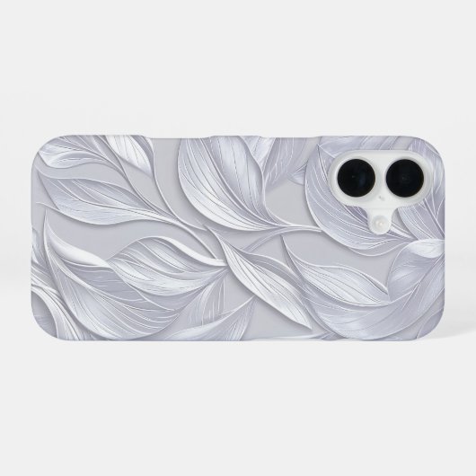 Coque iPhone 16 Silver Leaf Elegant Pattern (Verso Horizontal)