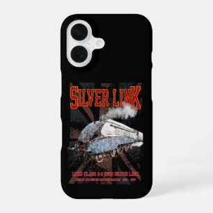 Coque iPhone 16 Silver Link LNER Classe A4 2509 Locomotive UK flag