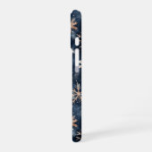 Coque iPhone 16 Simple Bleu foncé avec flocons de neige (Côté gauche)