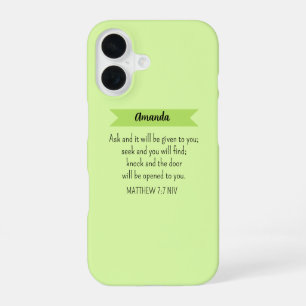 Coque iPhone 16 Simple Lime Vert Demander Dieu Bible Verse Chrétie