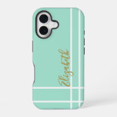 Coque iPhone 16 Simple mint green minimalist custom name ladies (Verso)