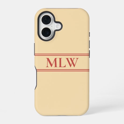 Coque iPhone 16 Simple Peach et Monogramme Rouge (Verso)