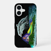 Coque iPhone 16 Sirène avec dauphins (Verso)