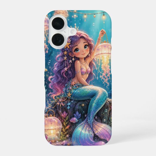 Coque iPhone 16 Sirène avec lanterne de méduse (Verso)